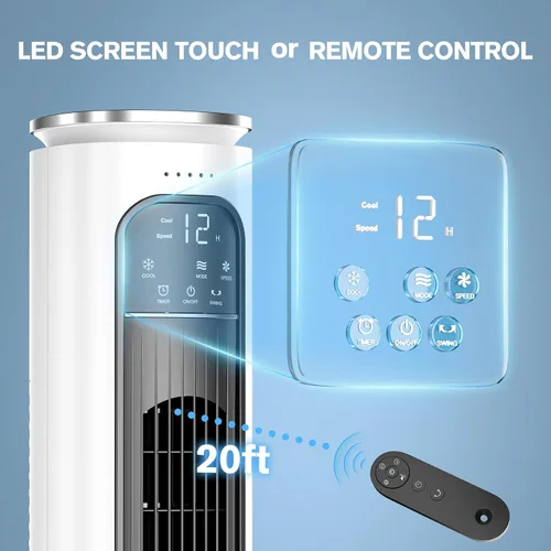 Vista 2 de FLOWBREEZE Aire acondicionado portátil sin ventanas, enfriador de aire evaporativo de 37 pulgadas con control remoto, tanque de agua de 2.5 L y 4