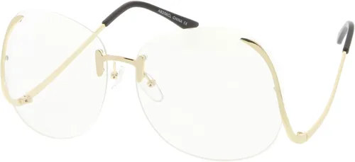 Vista 2 de zeroUVRimless Mujer Curved brazos de metal redondo transparente lente Oversize Lentes 67mm