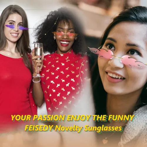 Vista 7 de FEISEDY Lentes de sol Fire Flame para mujer, sin montura de espejo, con forma de fuego, B2839