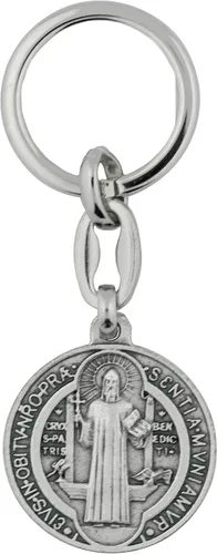 Vista 6 de VILLAGE GIFT IMPORTERS Llavero de San Benito Cinco hermosos diseños Hecho en Italia Tono dorado y azul