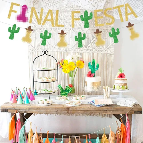 Vista 4 de Cartel de fiesta de despedida de soltera, divertida guirnalda de cactus para decoraciones de despedida de soltera mexicana, compromiso de cactus