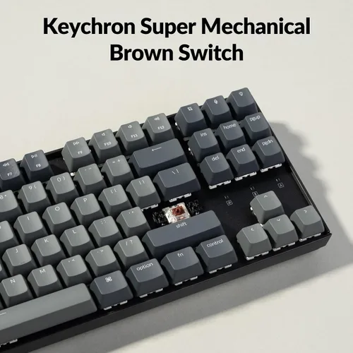Vista 5 de Keychron Teclado mecánico inalámbrico K8 Tenkeyless para Mac, retroiluminación blanca, Bluetooth, multitarea, teclado para juegos con cable tipo C