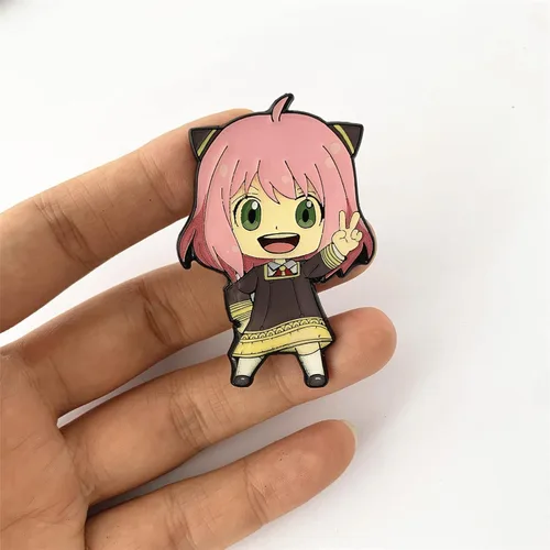 Vista 3 de Pin de metal de anime, pin de aleación de zinc de dibujos animados