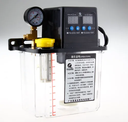 Vista 2 de Bomba de lubricación automática con pantalla digital dual de 110 V y 1.5 L con manómetro para máquinas herramienta, elevadores, lubricación de cadena