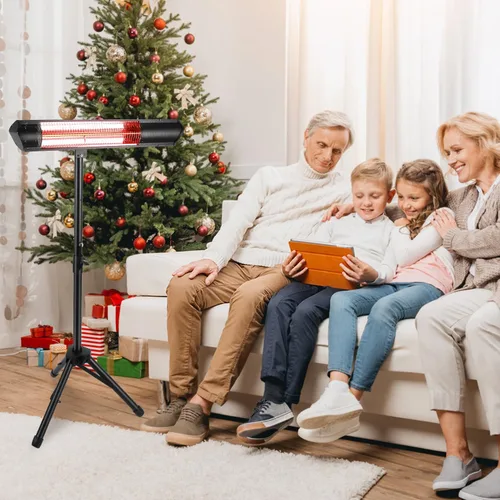 Vista 7 de Calentador eléctrico de 1500 W, calentador de espacio infrarrojo para interiores, calentador de patio al aire libre con soporte, 2 controles