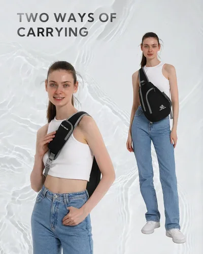 Vista 6 de Bolso de hombro WATERFLY, morrales, bolsos, mochilas triangulares cruzadas sobre el cuerpo, de soga, para senderismo o mochilas multiuso y bolsa