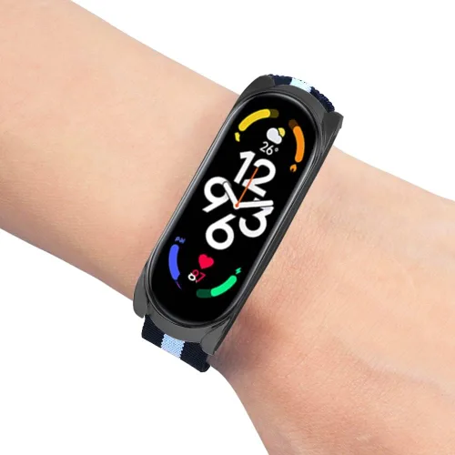 Vista 5 de Pulsera compatible con Xiaomi Mi Band 7, correa de repuesto de lona deportiva, ajustable, duradera, suave, ligera, compatible con Xiaomi Mi Band 7