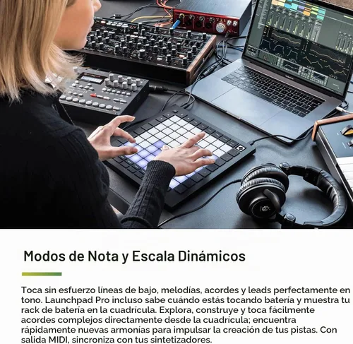 Vista 6 de Novation Launchpad Pro MK3, controlador MIDI de 64 cuadrículas y secuenciador para Ableton Live, Logic Pro y hardware, 64 almohadillas RGB
