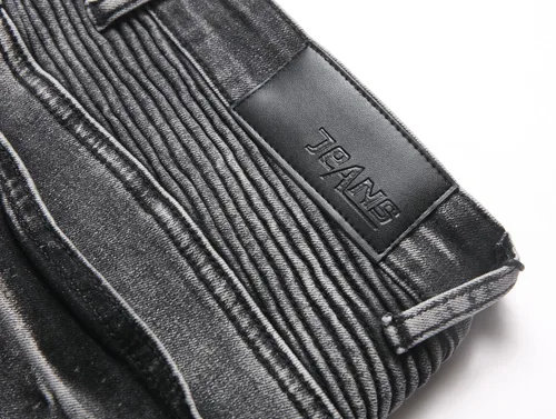 Vista 9 de XIMXIMMTIAN Jeans de mezclilla para hombre estilo motociclista, lavados, desgastados, ajustados y rectos