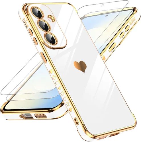 Vista 48 de LeYi Funda para Motorola-G 2025: Love Heart Plating Luxury, Negro