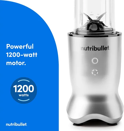 Vista 4 de nutribullet Batidora Ultra Personal, versión Deluxe, NB80500, 32 oz, Gris Plateado