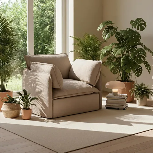Vista 24 de Acanva Sofá modular modular para sala de estar, cómodo sofá convertible en nube, sofá de gran tamaño con otomana y fundas de felpilla lavables