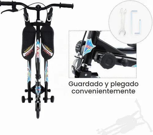 Vista 3 de Swing Scooter for Kids, 3 Wheels Foldable Wiggle Kick Scooter Push Drifting with 4 Adjustable Handlebar & 2 Rear LED Wheel for Boys and Girls Ages
