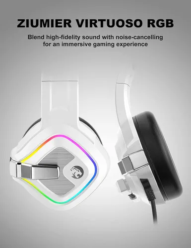 Vista 3 de ZIUMIER Auriculares Blancos para Juegos para PC, PS4, PS5, Xbox One, Xbox Series SX, Switch, Micrófono con Cancelación de Ruido, Sonido Estéreo