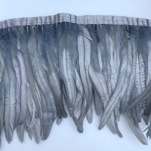 Vista 9 de Sowder Borde de flecos de plumas de gallo de 8 a 10 pulgadas de ancho para decoración de manualidades, paquete de 1 yarda (negro)