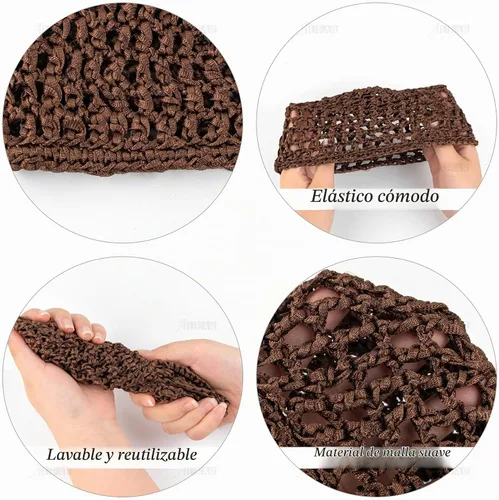 Vista 8 de AUEAR, Redes para el cabello para dormir, redecilla para dormir, gorro largo y recto, peluca rizada, protector de cabeza de malla para envolver
