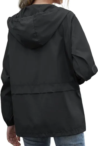 Vista 3 de ETOSELL Chaqueta casual para mujer, impermeable, ligera, con capucha, rompevientos y bolsillos