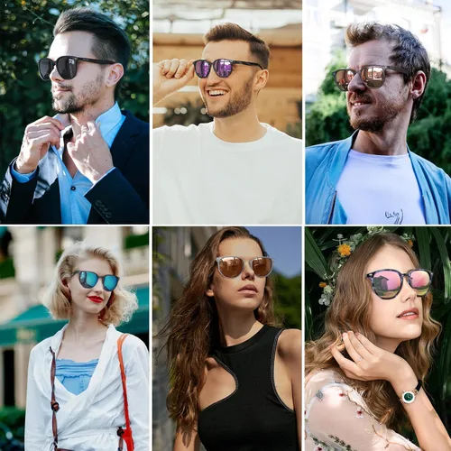 Vista 6 de MAXJULI Gafas de sol hexagonales polarizadas de gran tamaño para mujer, con marco de polígono TR90, 8821