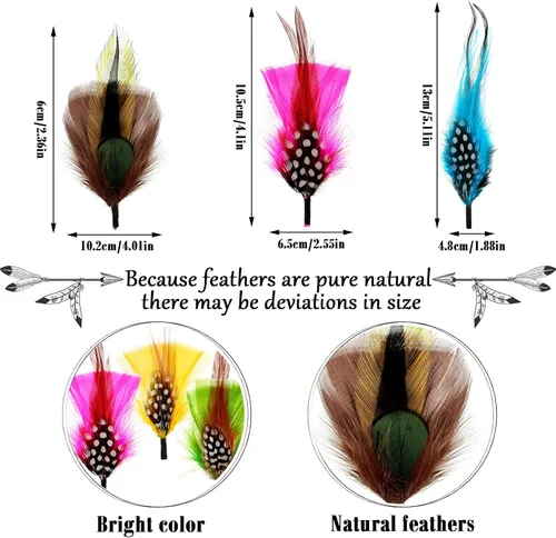 Vista 2 de 20 plumas para sombrero, plumas surtidas para sombreros, accesorios coloridos de plumas reales para hombres y mujeres (estilo mixto)