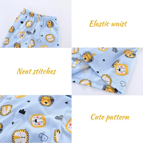 Vista 6 de Mud Kingdom Conjunto de pijamas de verano para niños y niñas, con botones, divertidos dibujos animados