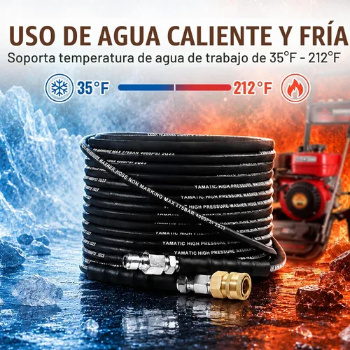 Vista 5 de YAMATIC Manguera para lavadora a presión de 50 pies, alambre de acero trenzado, 4000 PSI Negro