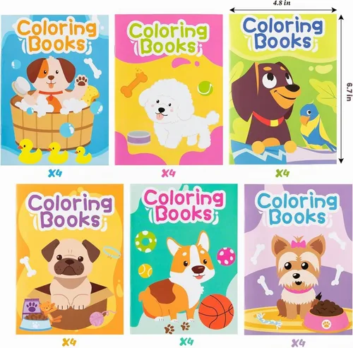 Vista 2 de 24 libros para colorear a granel para niños, libro de dibujo de arte de bricolaje (perro)