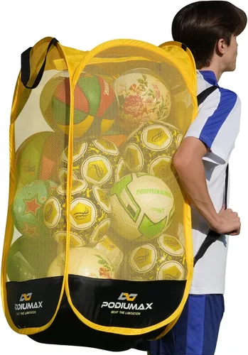 Vista 8 de PodiuMax Mochila y organizador de almacenamiento de pelotas de fútbol, correa de hombro ajustable, bolsa deportiva con pelotas de baloncesto