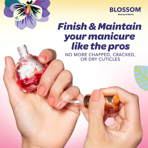 Vista 7 de Blossom Hidratante, hidratante, fortalecedor, aceite perfumado para cutículas, infundido con flores reales, fabricado en Estados Unidos, 1.26 onzas