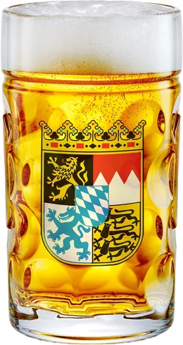 Vista 9 de Taza de cerveza alemana con hoyuelos, 19 onzas de grosor, tazas de cerveza de vidrio con asa, perfectas para fiestas de Oktoberfest, taza de amantes