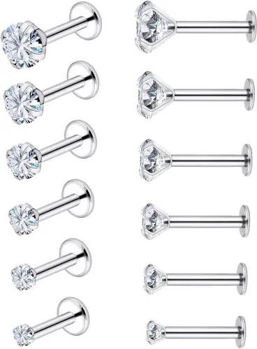 Vista 10 de Vsnnsns Anillos de labio de acero inoxidable 16G Tragus Helix Conch Piercing de serpiente Piercing Monroe Lip Anillos Labret Medusa cartílago lóbulo