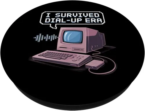 Vista 2 de Retro 90s Technology Nostalgia I Survived the Dial-Up Era PopSockets Adhesive PopGrip
