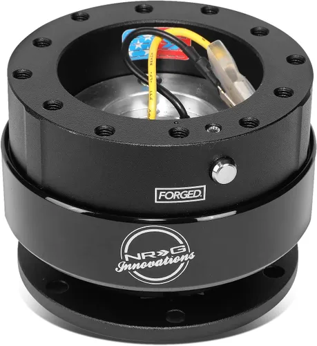 Vista 4 de NRG Innovations Gen 2.0 Adaptador de liberación rápida para volante de 6 orificios con pernos de montaje, liberación rápida - cuerpo negro/anillo
