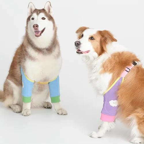 Vista 5 de Funda de recuperación para perros con acolchado, mangas delanteras para piernas después de la cirugía, protector de codo para perros pequeños