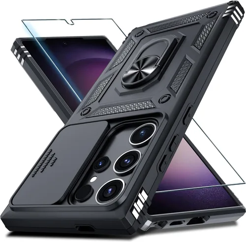 Vista 56 de Janmitta Compatible con Samsung Galaxy S24 FE Funda con Cubierta Deslizante Integrada para Lente de Cámara+Protector de Pantalla+Soporte de Anillo