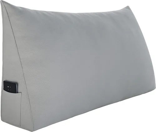 Vista 16 de Johnear Almohada triangular para cabecero, almohada de cuña de algodón y lino, almohada grande para respaldo de lectura para sofá y cama, soporte