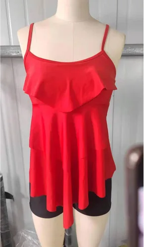 Vista 3 de JJHAEVDY Traje de baño de 2 piezas con tirantes ajustables para mujer, cintura alta, espalda descubierta, fluido, con almohadilla