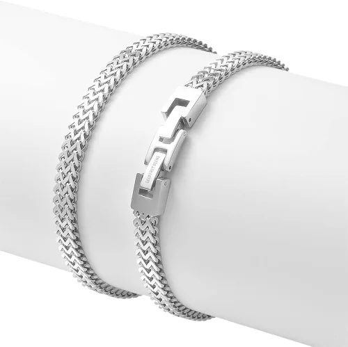 Vista 4 de Geoffrey Beene Mens Stainless Steel Double Franco Chain Bracelet with Extension