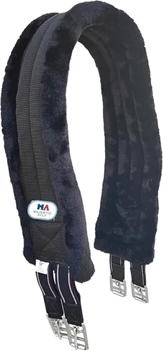 Vista 5 de Majestic Ally Cincha acolchada de forro polar de visón con elásticos resistentes y accesorios de acero inoxidable para robar, marrón, 42, 44, 46, 48