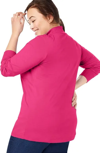 Vista 3 de Woman Within Camiseta de manga larga perfecta para mujer con cuello alto falso
