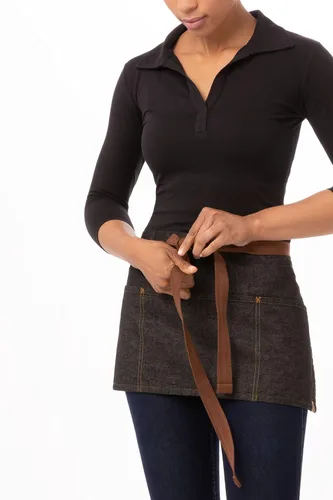 Vista 5 de Delantal con pechera Memphis Chef Works, color negro (AB035-BLK-0)