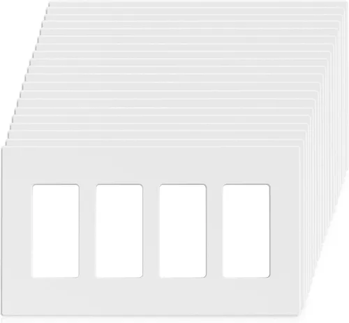 Vista 52 de ELEGRP Placas decorativas de pared sin tornillos, de tamaño mediano, cubierta termoplástica irrompible para interruptor de salida de receptáculo