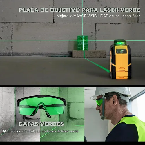 Vista 12 de PREXISO Nivel láser de 360° con trípode, láser de línea cruzada