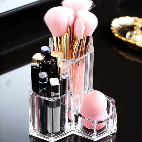 Vista 5 de Caja de almacenamiento de brochas de maquillaje Soporte transparente de acrílico cosmético