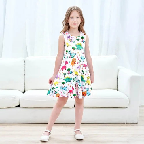 Vista 2 de Jeskids - Vestido de unicornio sin mangas para niñas.