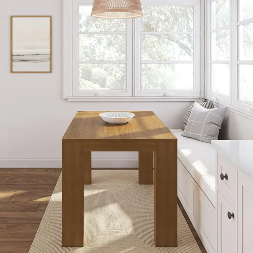 Vista 5 de Plank+Beam Mesa de comedor de 48 pulgadas, mesa de cocina de madera maciza de 48 pulgadas, mesa de cena rectangular para comedor, oficina en casa