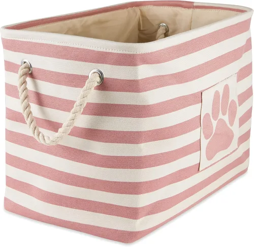 Vista 7 de Bone Dry - Cesta de almacenamiento para mascotas, diseño de parche de pata rayado, aguamarina, rectángulo pequeño