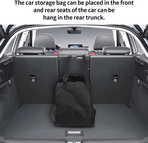Vista 5 de Organizador de asiento de automóvil – Bolsa de viaje de almacenamiento de asiento de pasajero de gran capacidad, portátil, plegable y plegable