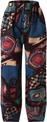 Vista 4 de FEDULKSTORE Pantalones de pierna ancha de algodón y lino para mujer, pantalones palazzo casuales de verano de cintura alta, pantalones holgados