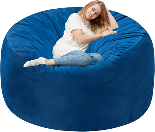 Vista 18 de Homguava - Sillón puff de 3 pies Sillón estilo puff grande de 3 pulgadas con relleno de espuma viscoelástica, sofá suave con funda de terciopelo