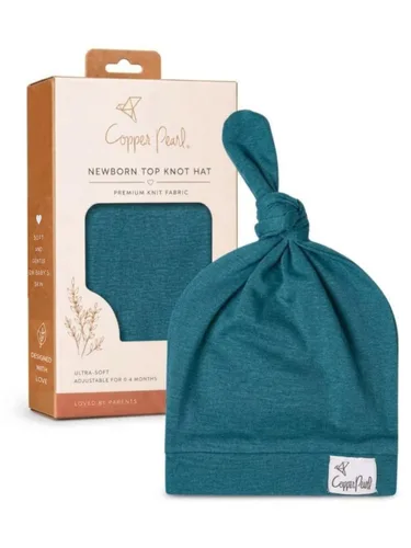 Vista 100 de Gorro de bebé con nudo superior elástico suave "Fern" por Copper Pearl